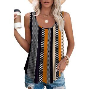 Women's Sleeveless Eyelet Embroidery Tank Top Scoop Neck Loose Fit Casual Summer